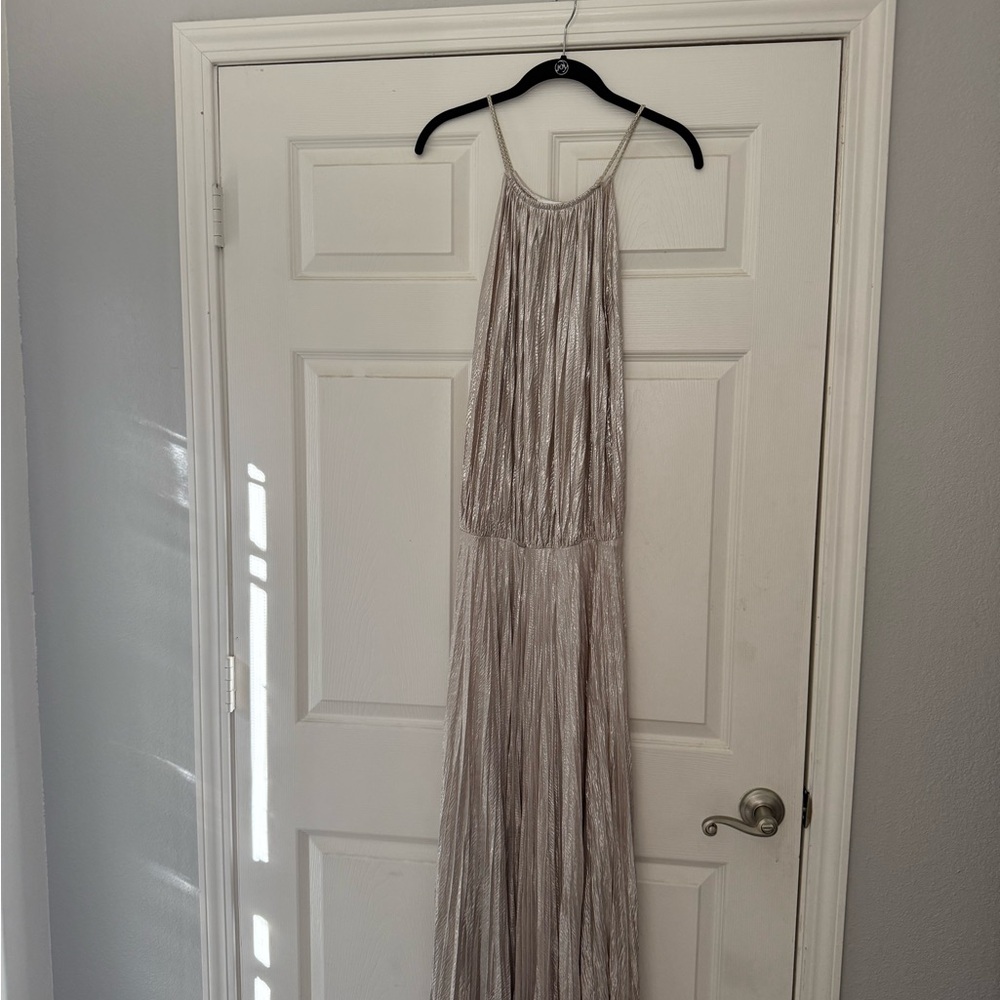 Alexis Metallic Silver Maxi Dress